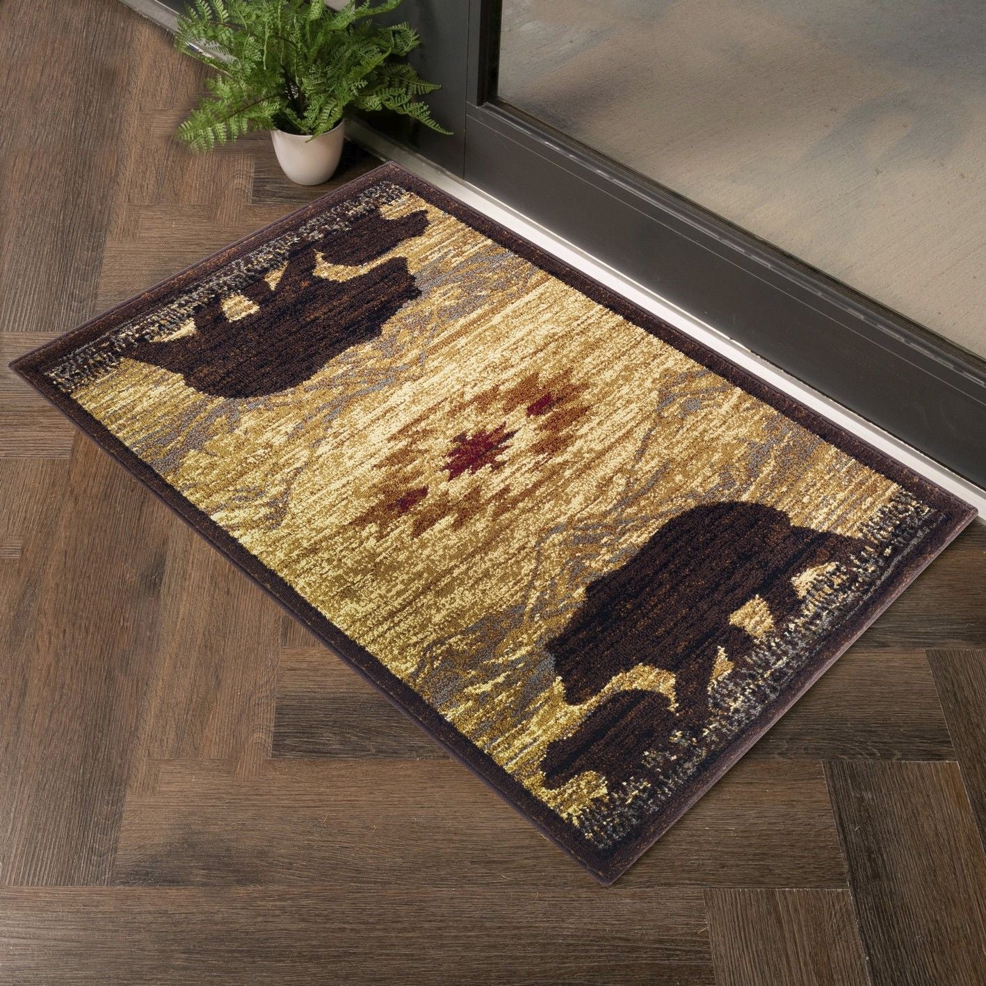 Alfombra estilo Lodge Nature's Nest de 1,60 m x 2,20 m, multicolor y beige