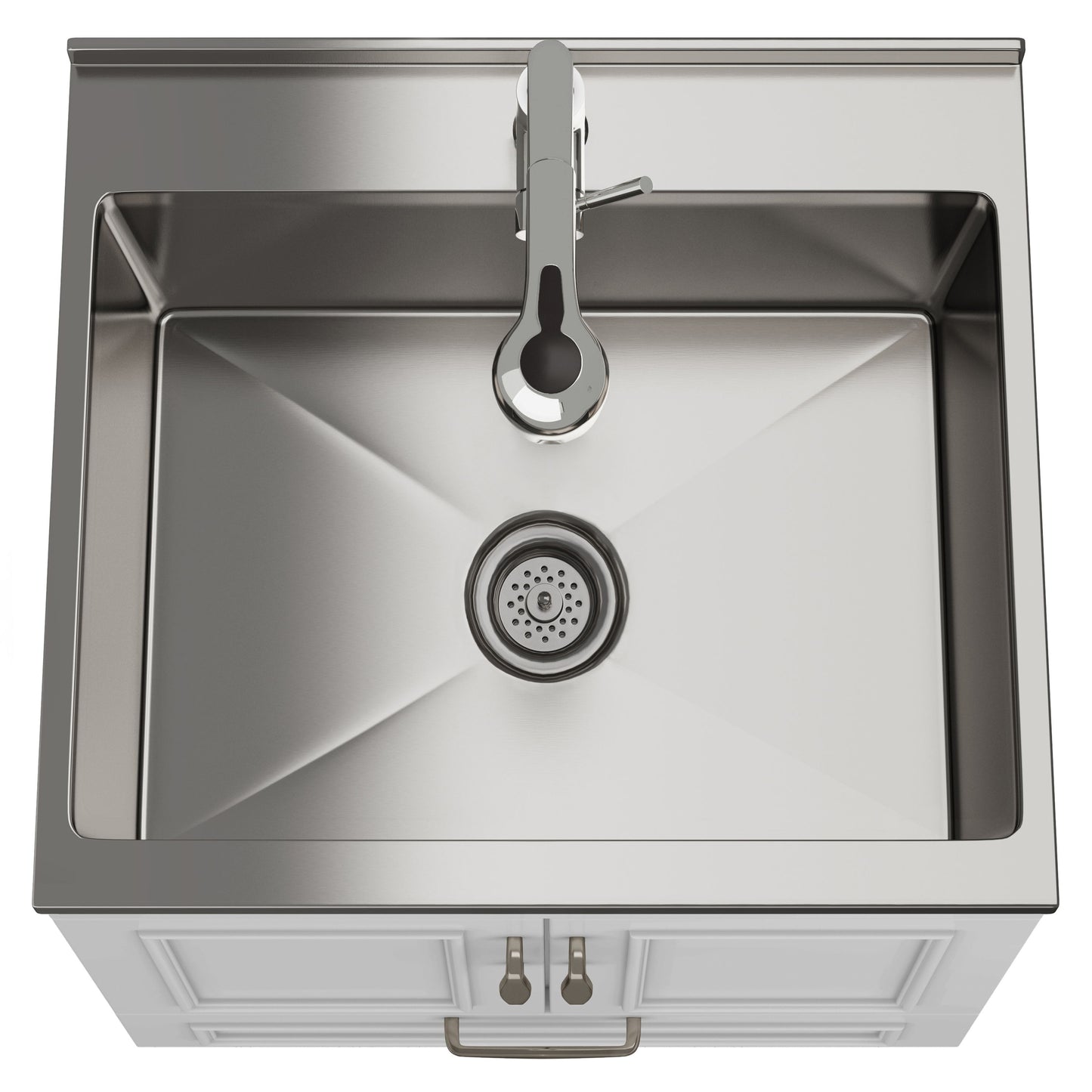 Cardinal - Mueble de lavandería con grifo y fregadero de acero inoxidable - Blanco