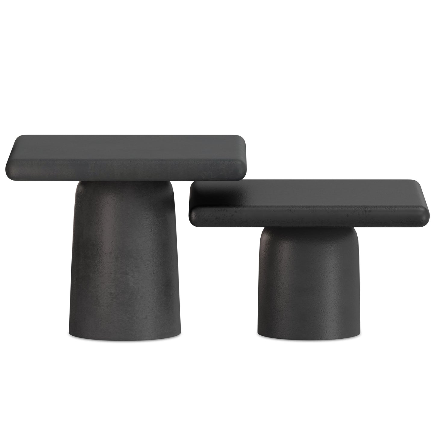 Zachary - Juego de 2 mesas de centro de aluminio fundido - Negro