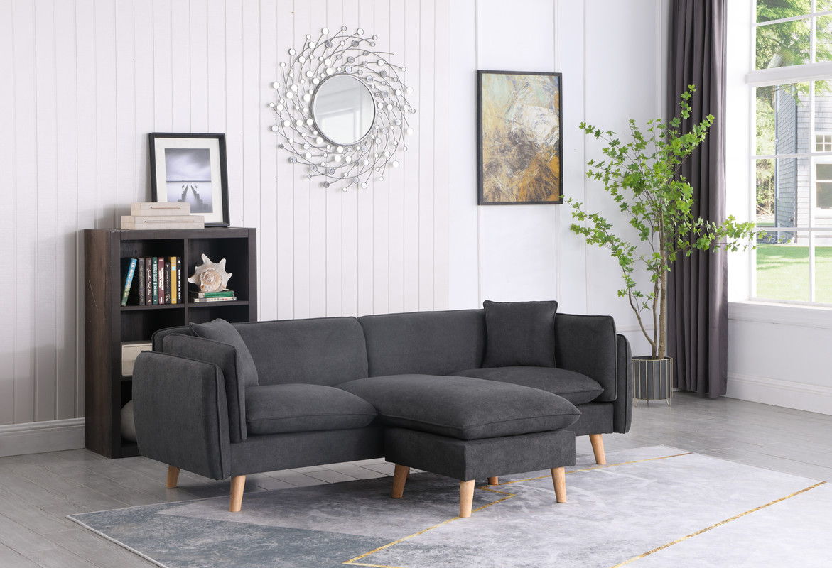 Brayden - Sofá seccional de tela tipo chaise longue