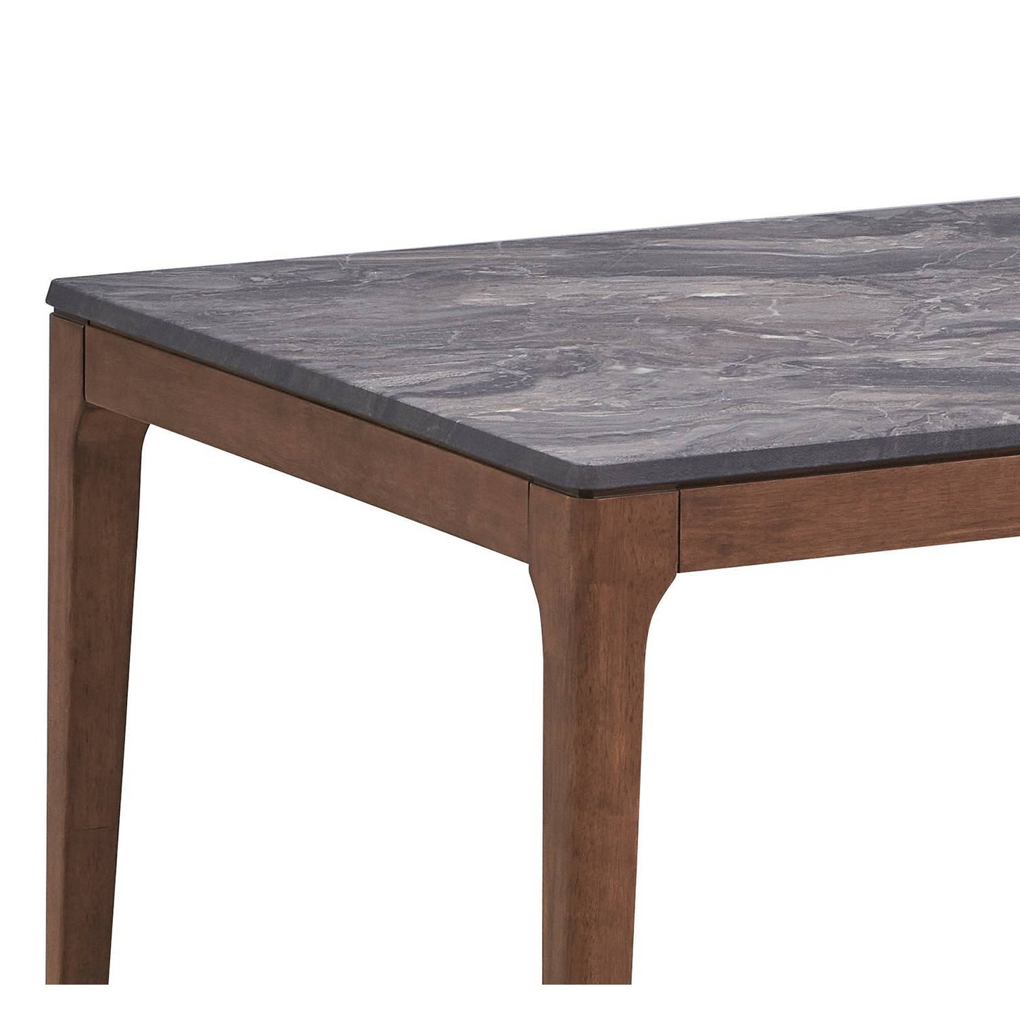 Bevis - Mesa de comedor con tablero de piedra artificial - Nogal
