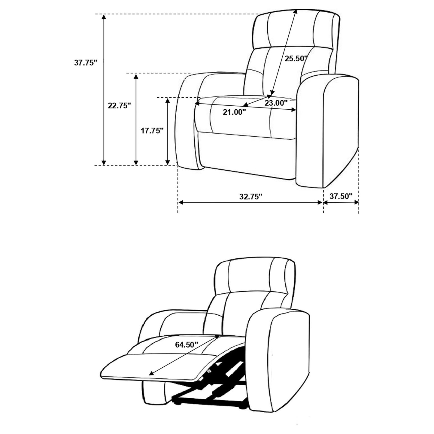 Greenfield - 3 Seater Home Theater With Storage - Black