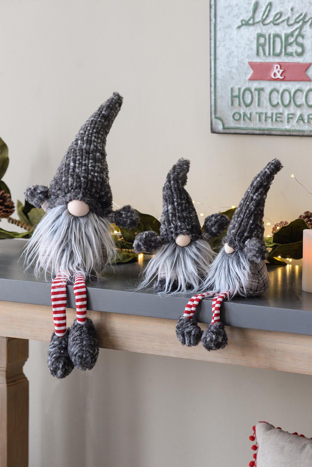 Adornos navideños de gnomos, adornos para la mesa navideña y el hogar, ideales para fiestas (juego de 4) - Gris