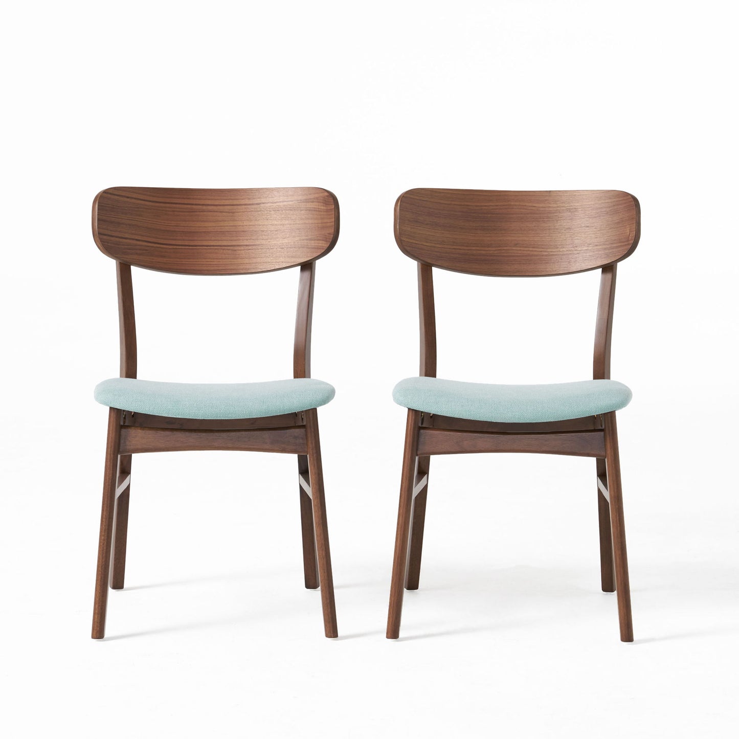 Elegant Fabric Dining Chair With Cushioned Seat And Wood Frame - Mint