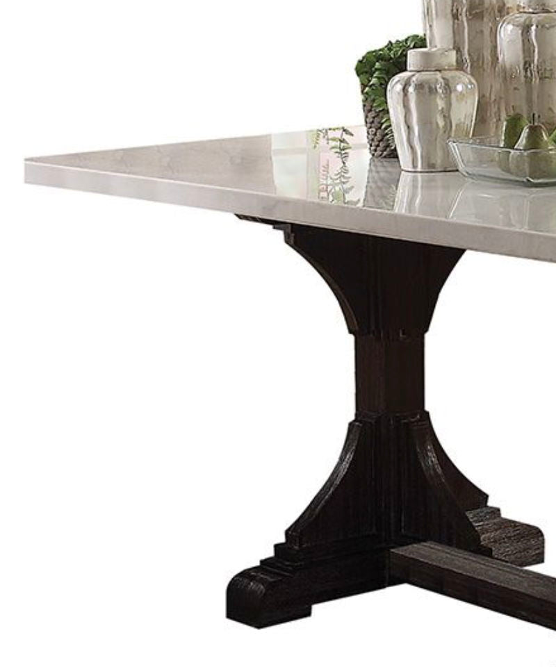 Gerardo - Dining Table - White Marble / Weathered Espresso