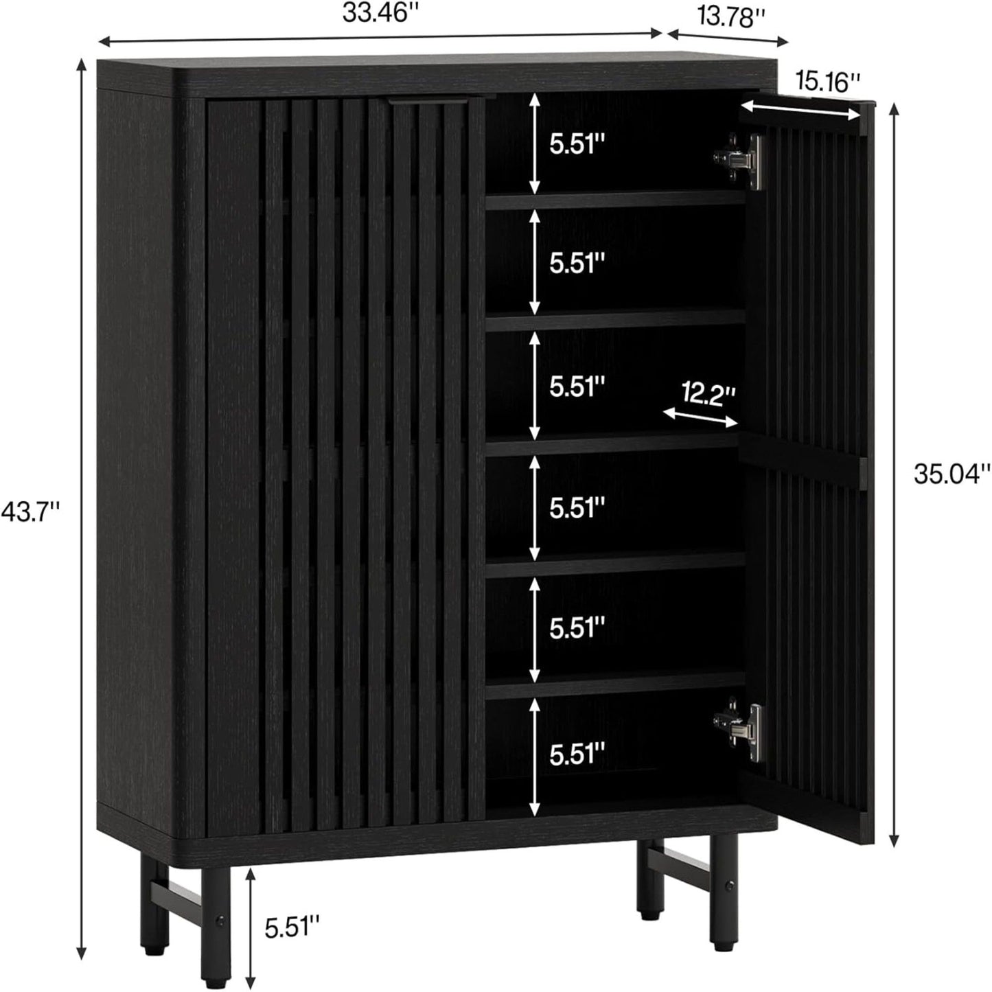 6 Tier Shoe Cabinet With Louvered Doors