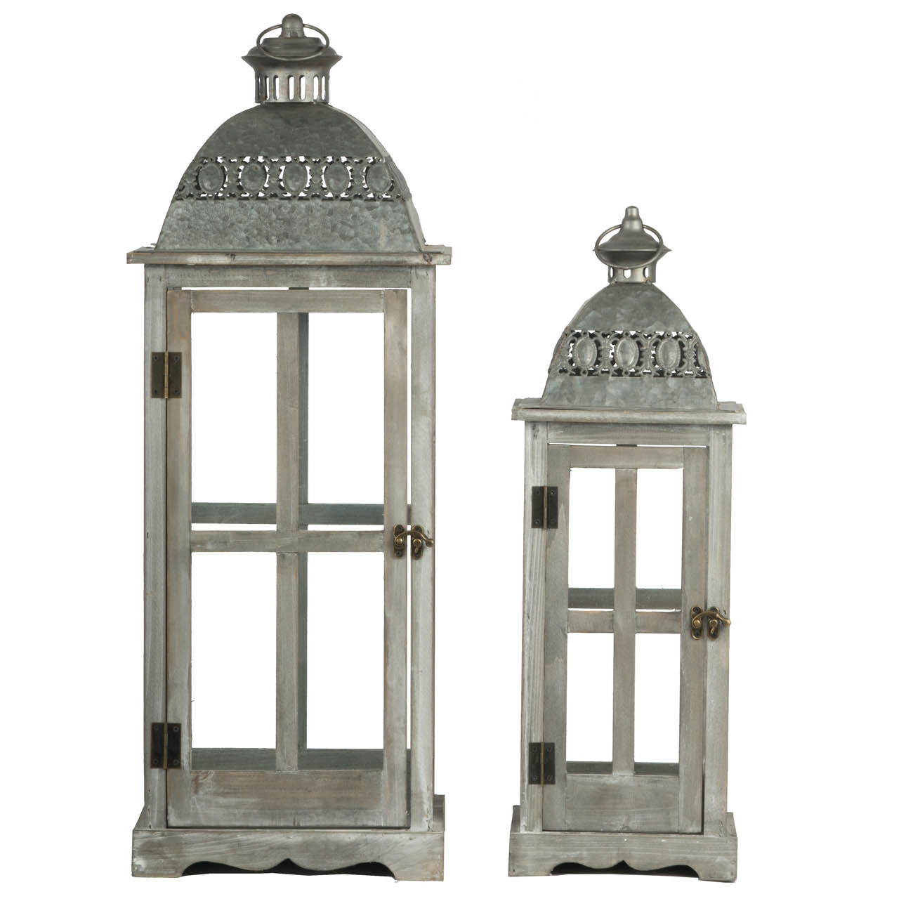 Farol de vela de madera decorativo, portafaroles para interiores y exteriores, hogar, jardín, boda - Gris
