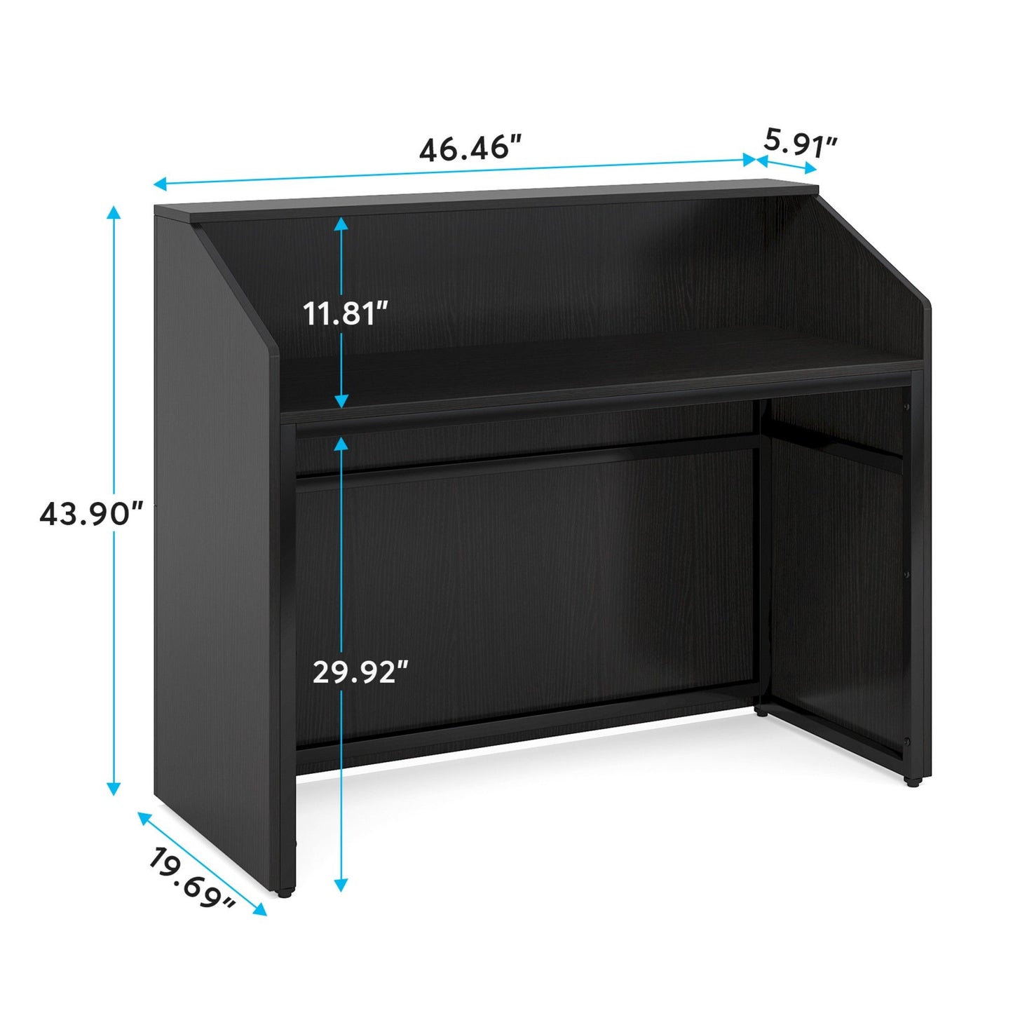 Modern Reception Desk, Front Desk Table With Cable Grommet & Privacy Panels
