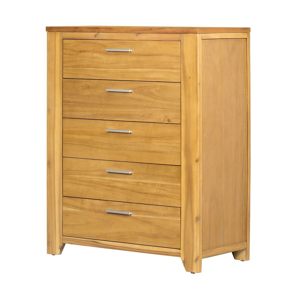 Cómoda de 5 cajones - Madera natural/Marrón