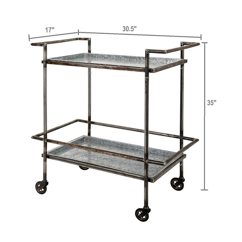Carrito de bar Percy de metal galvanizado - Gris