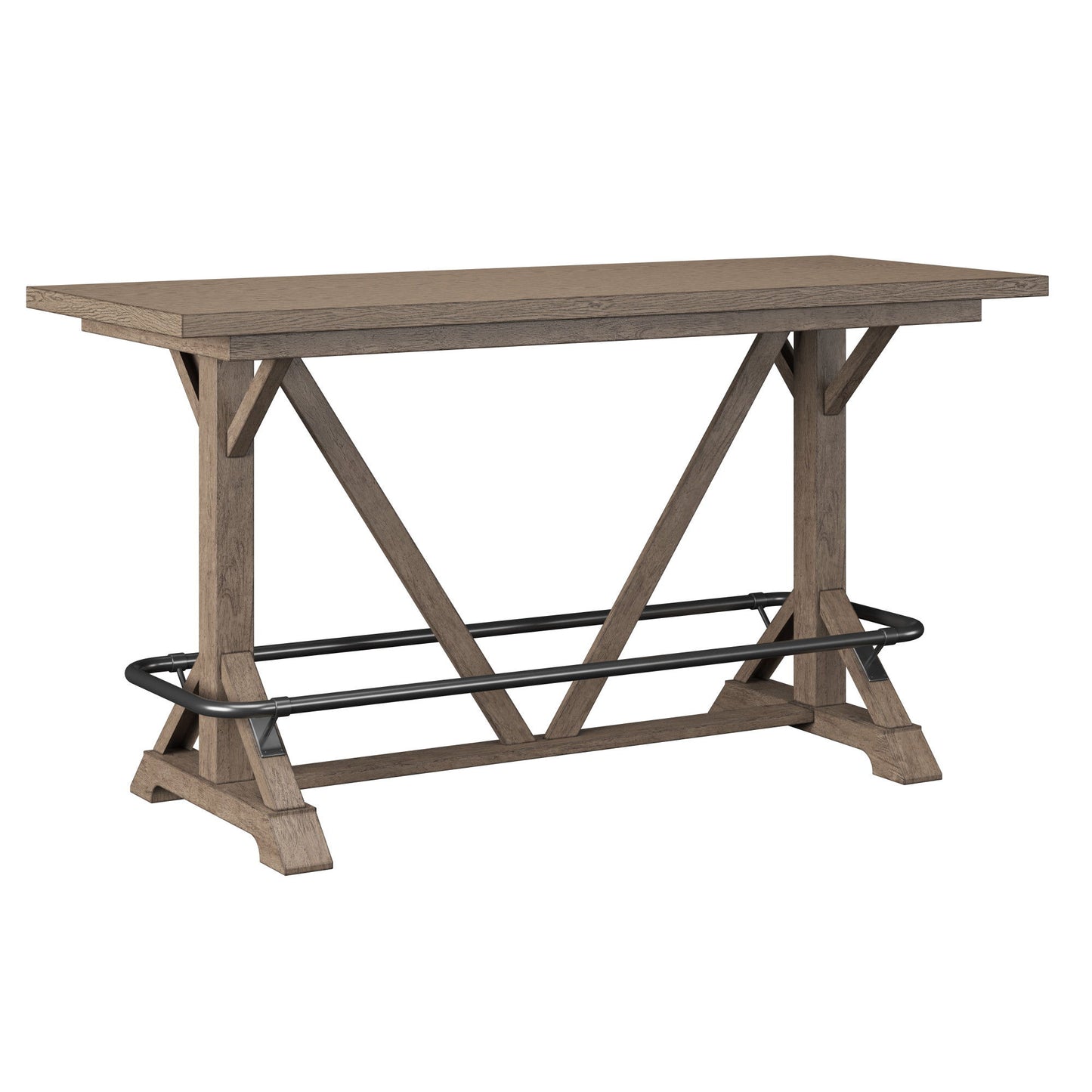 Bar Height Trestle Table - Brown - Solid Wood