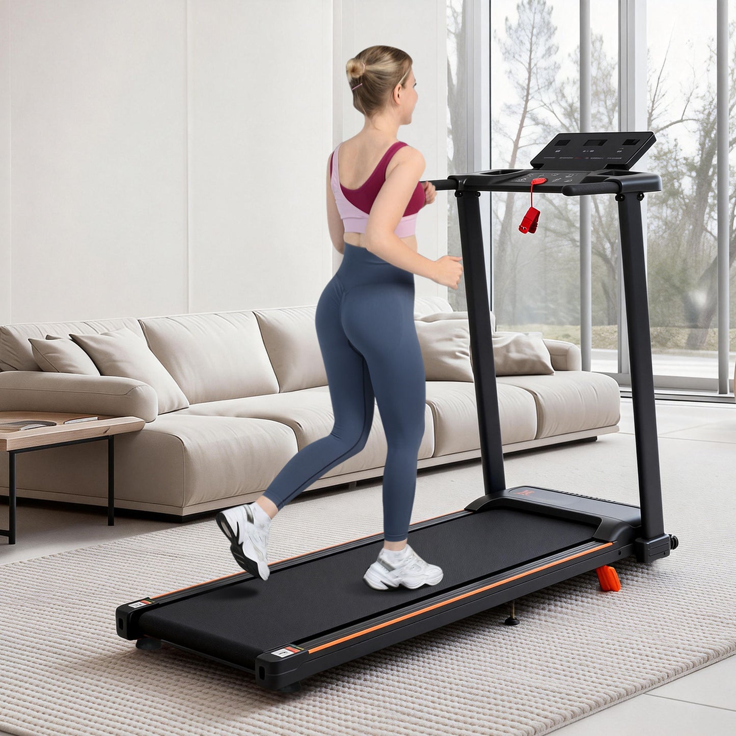 Treadmill With 8% Incline, Portable Treadmills For Home - Black