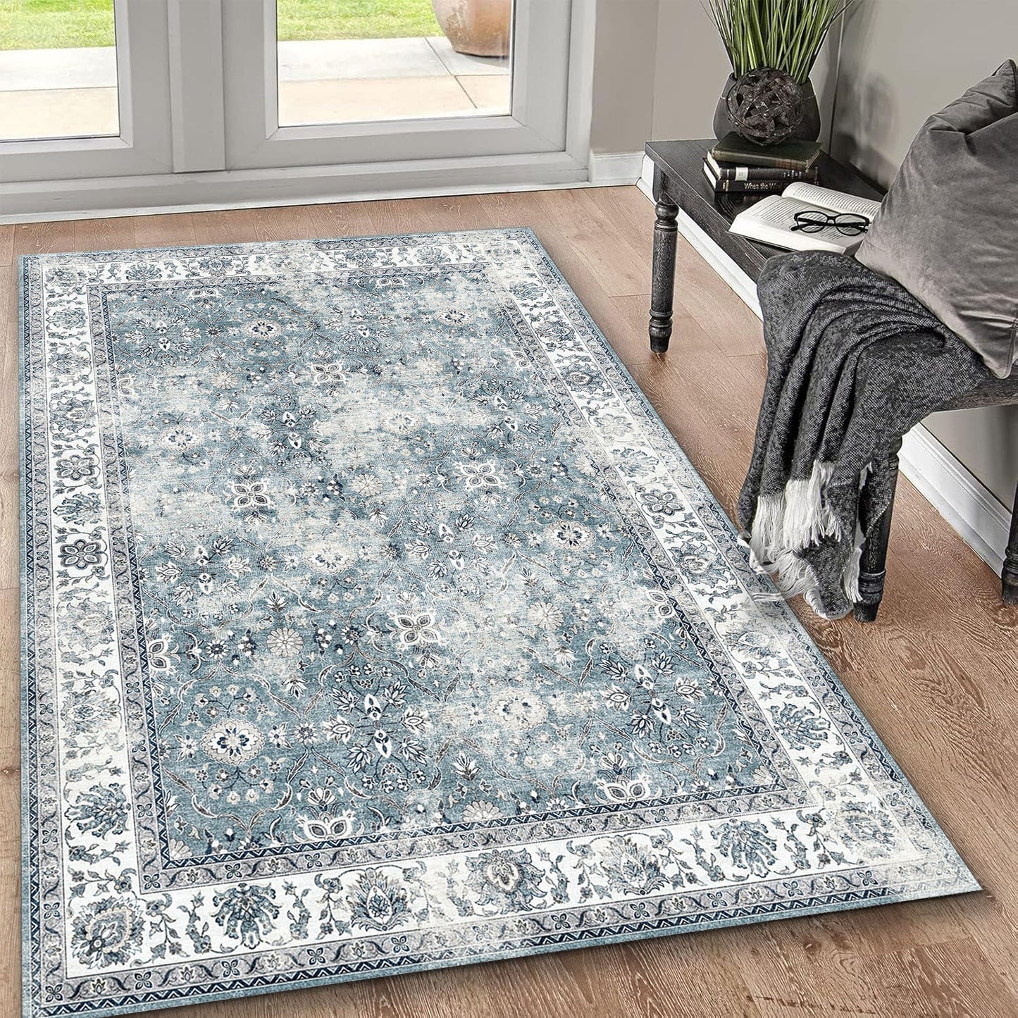 Alfombra Tucán lavable y antideslizante, diseño elegante, color plateado