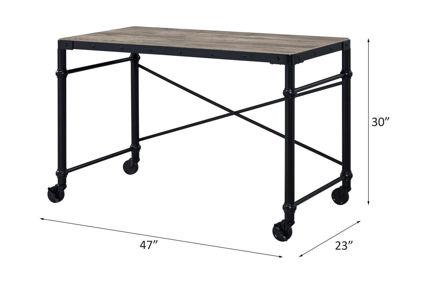 Oklarth - Escritorio rústico - Negro/Roble