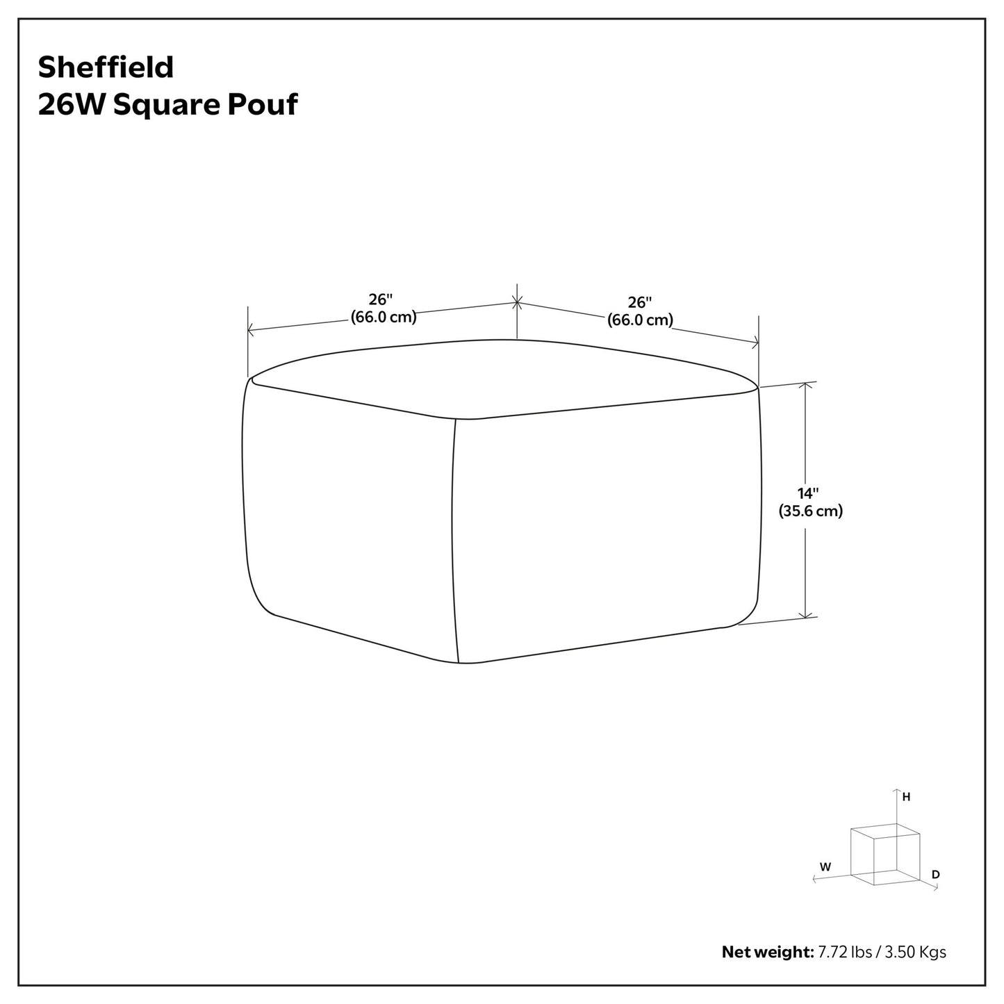 Sheffield - Puf cuadrado hecho a mano