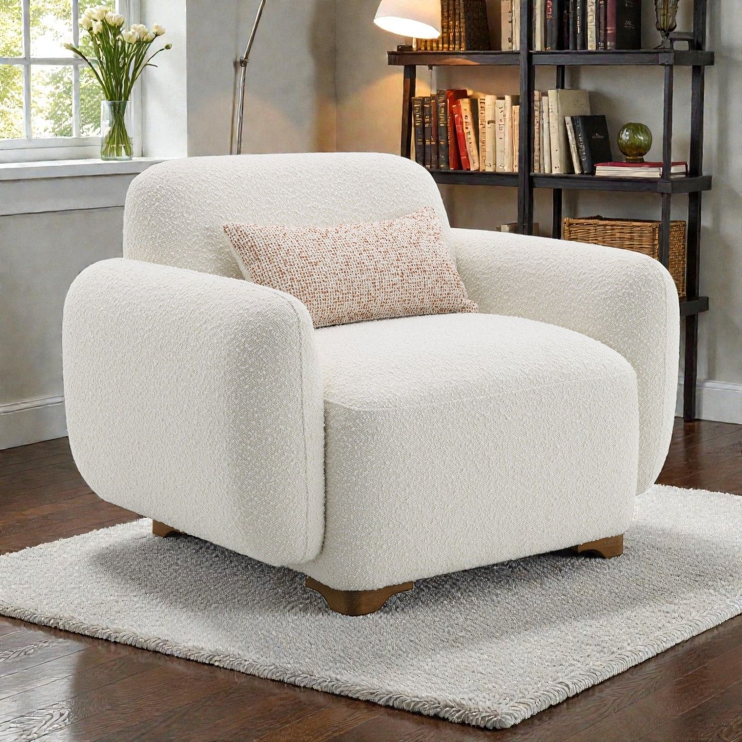 Darius - Sillón bouclé con 1 cojín - Beige