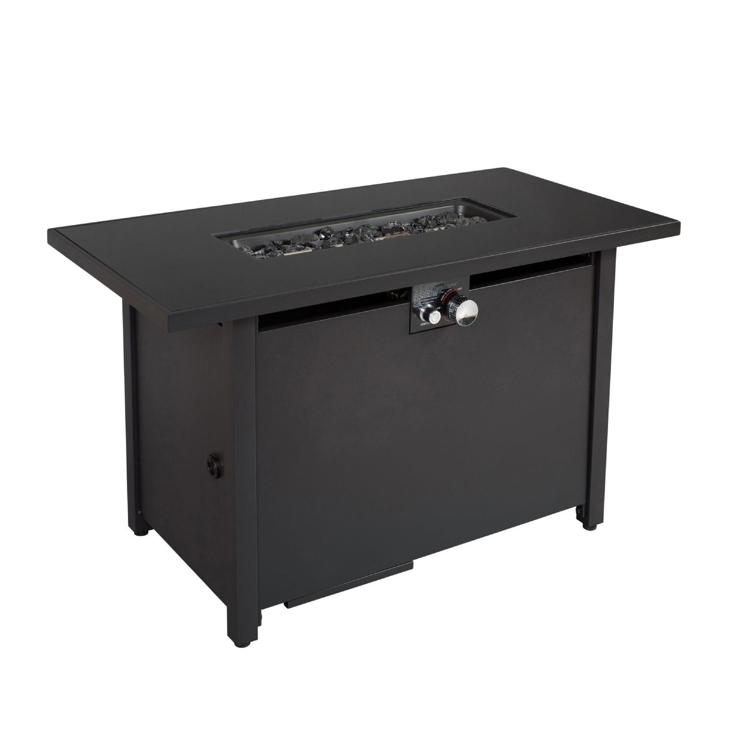 Mesa para fogata de exterior de construcción duradera con tapa - Negra