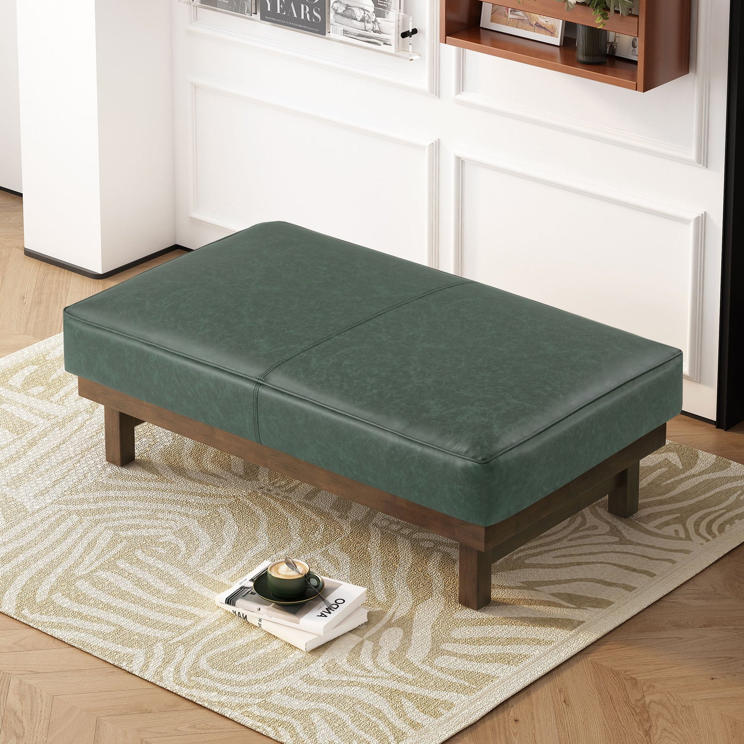 Modern Upholstered Cocktail Ottoman Bench With Cushion Top