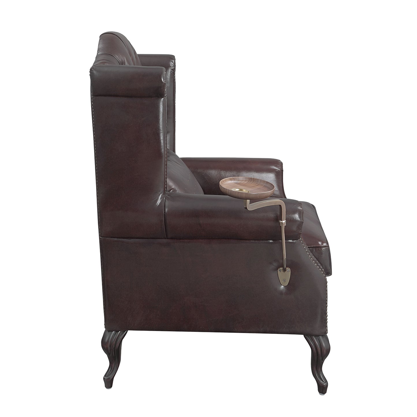 Pino - Silla decorativa vintage de cuero flor de primera calidad con un cojín - Marrón
