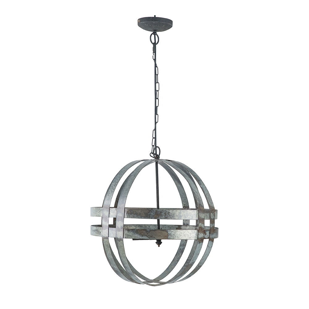 Lámpara colgante galvanizada de 4 luces con cadena ajustable para cocina (bombilla no incluida), color gris