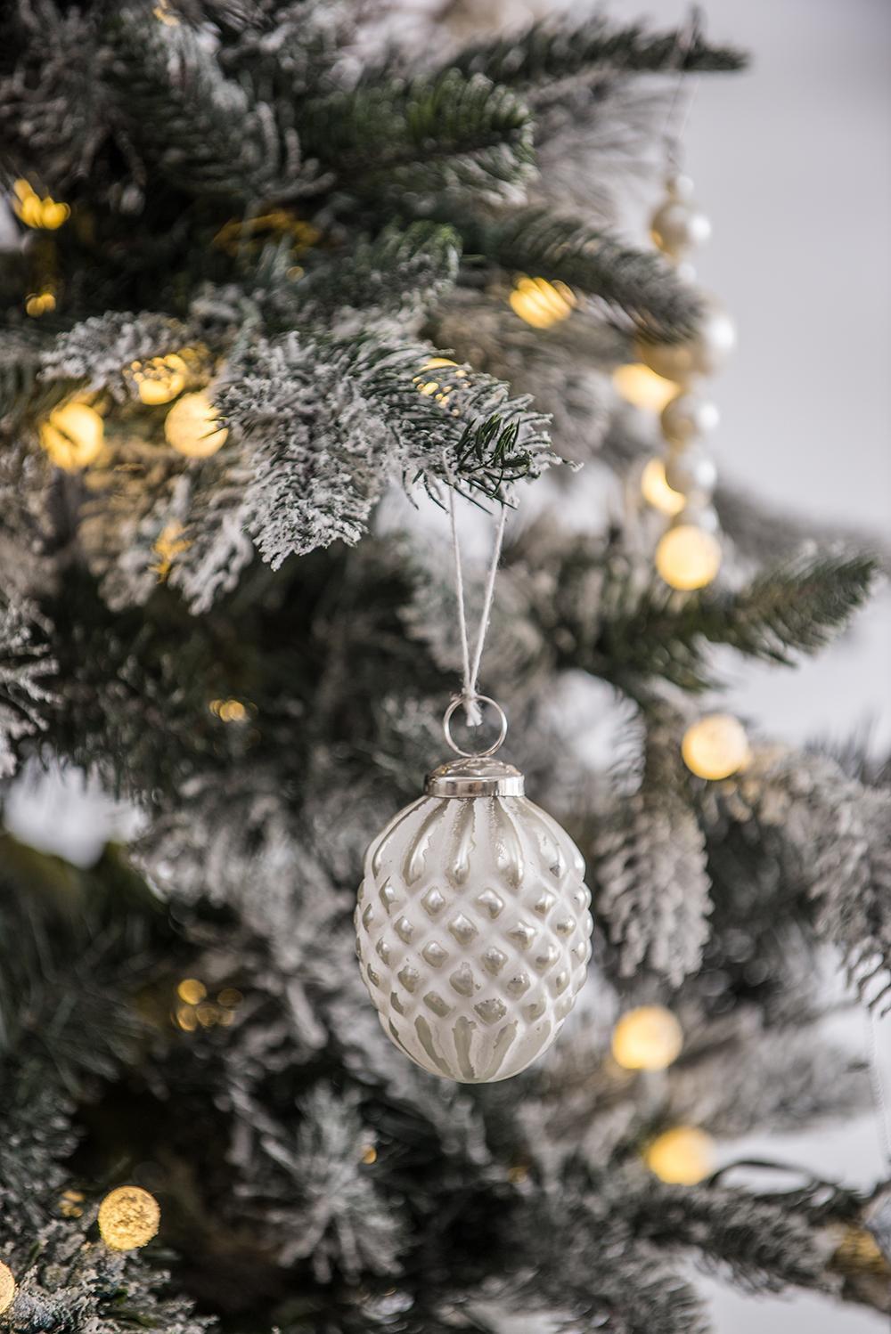 Adornos navideños de bolas, bolas colgantes de cristal decorativas para árbol de Navidad, para fiestas (juego de 6) - Blanco