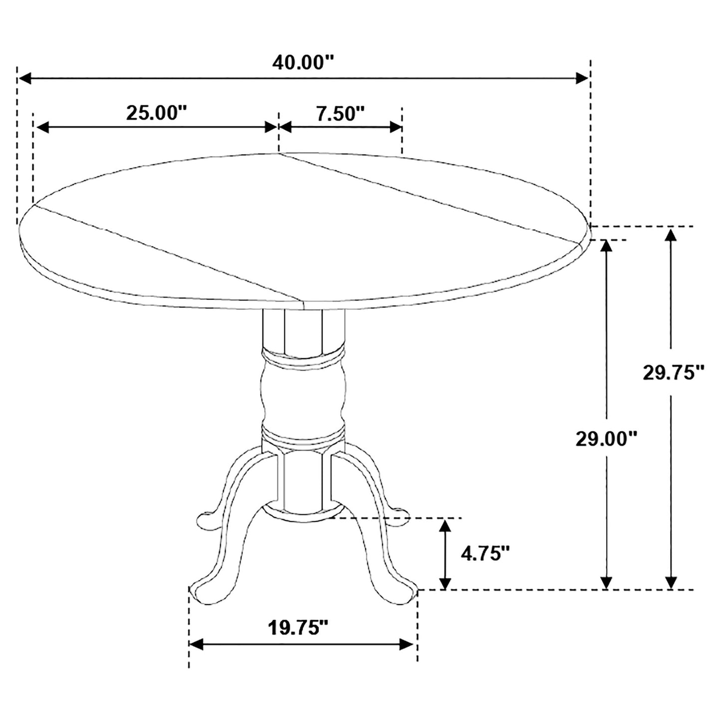 Round Dining Table With Drop Leaf Pedestal Base, Expandable Top - Natural