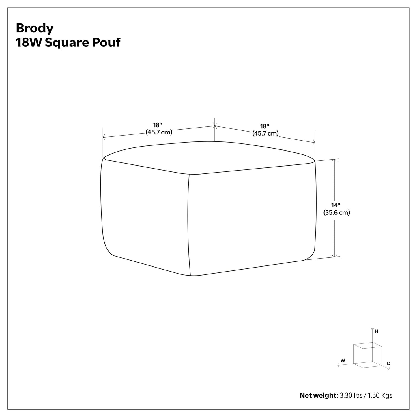 Brody - Puf cuadrado versátil