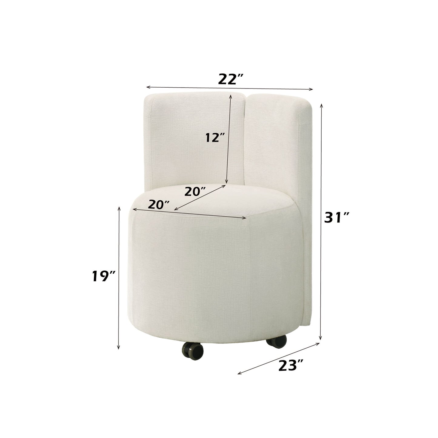 Blayde - Silla auxiliar de chenilla con asiento giratorio (juego de 2) - Blanco