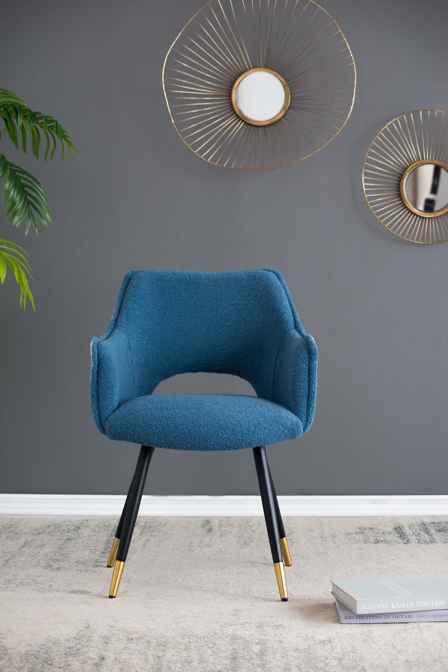 Silla auxiliar, juego de 2, para sala de estar, dormitorio, cocina, tocador, color azul