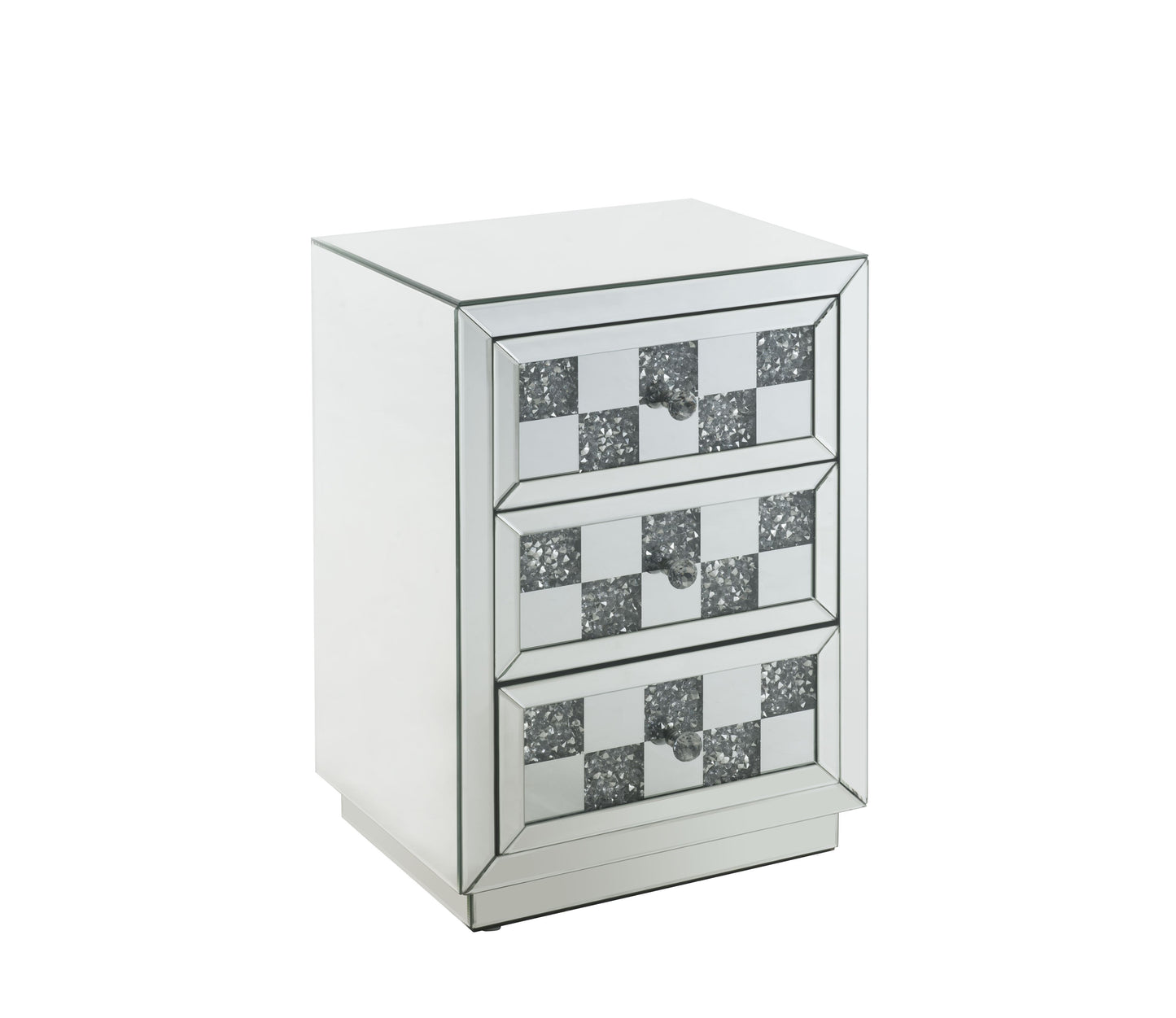 Noralie - Mesa auxiliar con espejo y diamantes de imitación - Plateada