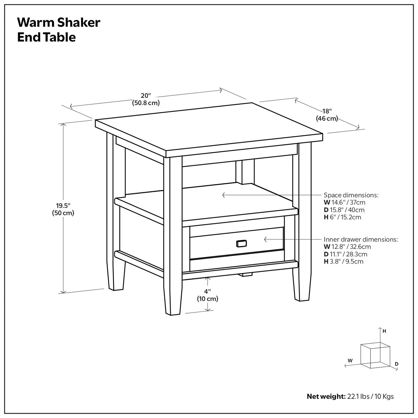 Mesa auxiliar Shaker cálida - Marrón nogal cálido