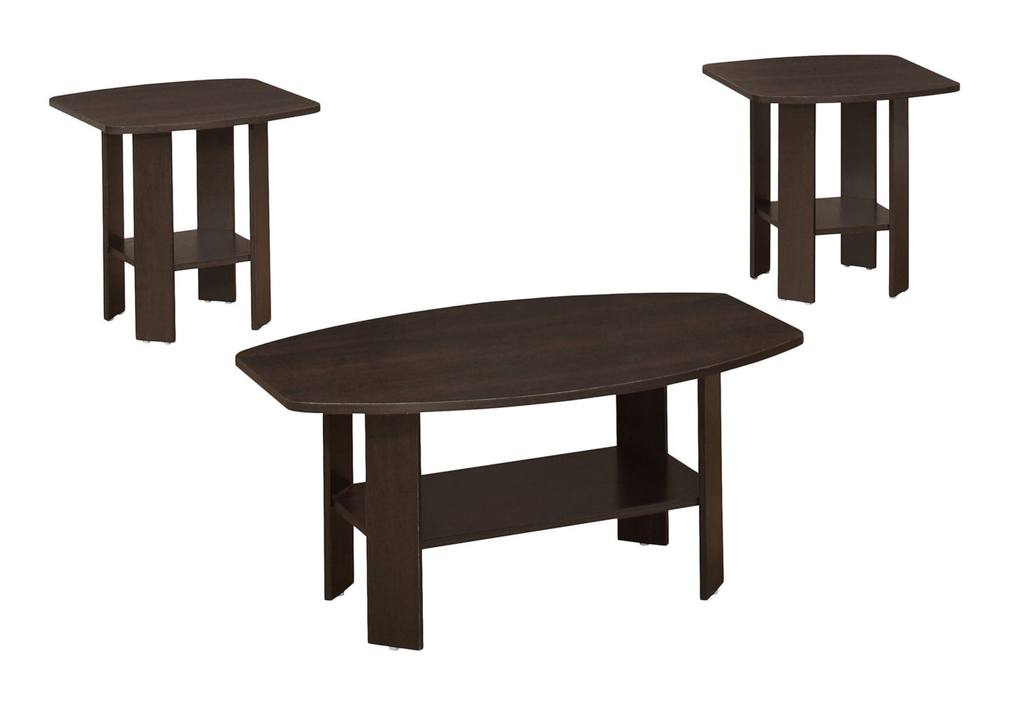 Juego de mesas: de centro, auxiliar, lateral, decorativa, de sala, de transición (juego de 3) - Espresso