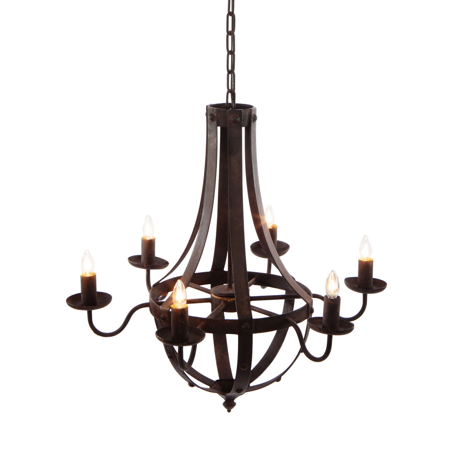 Lámpara de araña de metal de 6 luces, lámpara colgante con cadena ajustable para cocina, bombilla no incluida, color negro