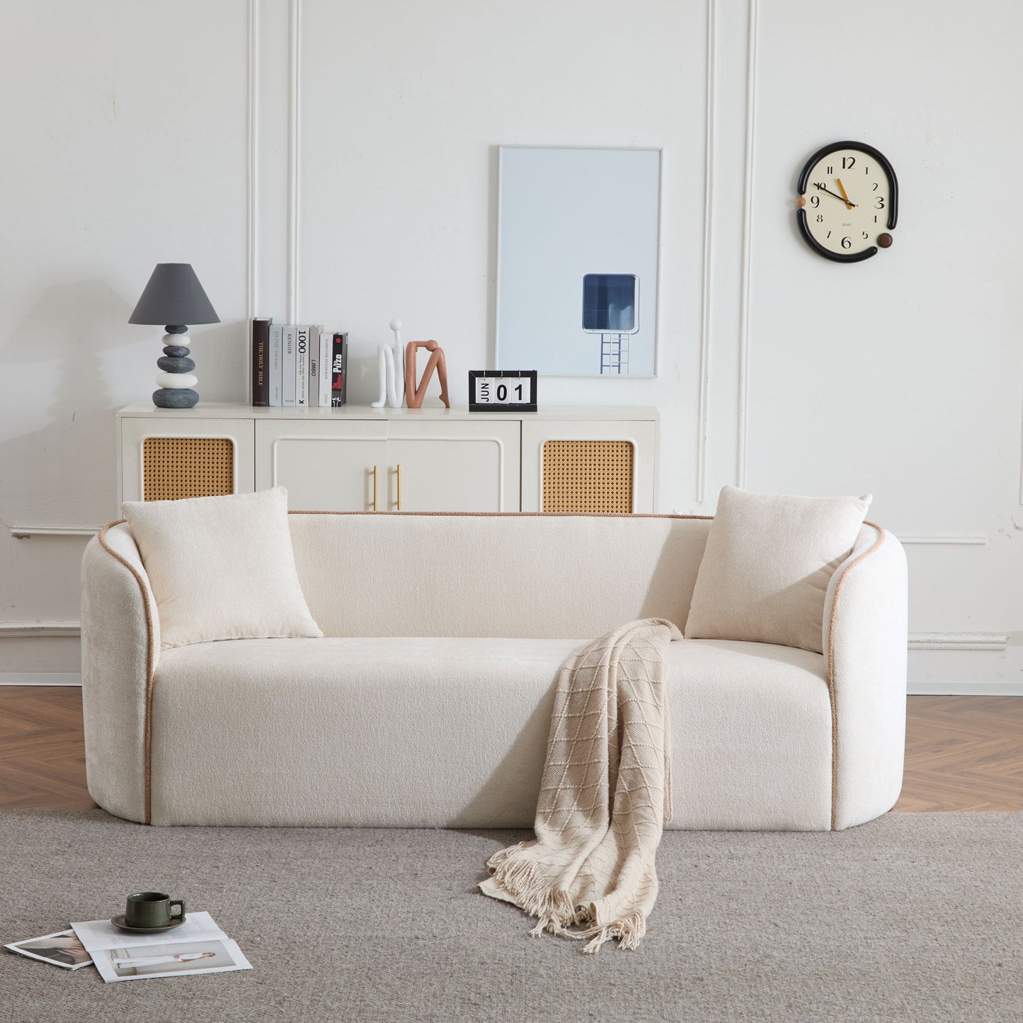 Coral - Curved Sofa, 3 Seater, Living Rooms, Bedrooms, Apartment Office - Beige