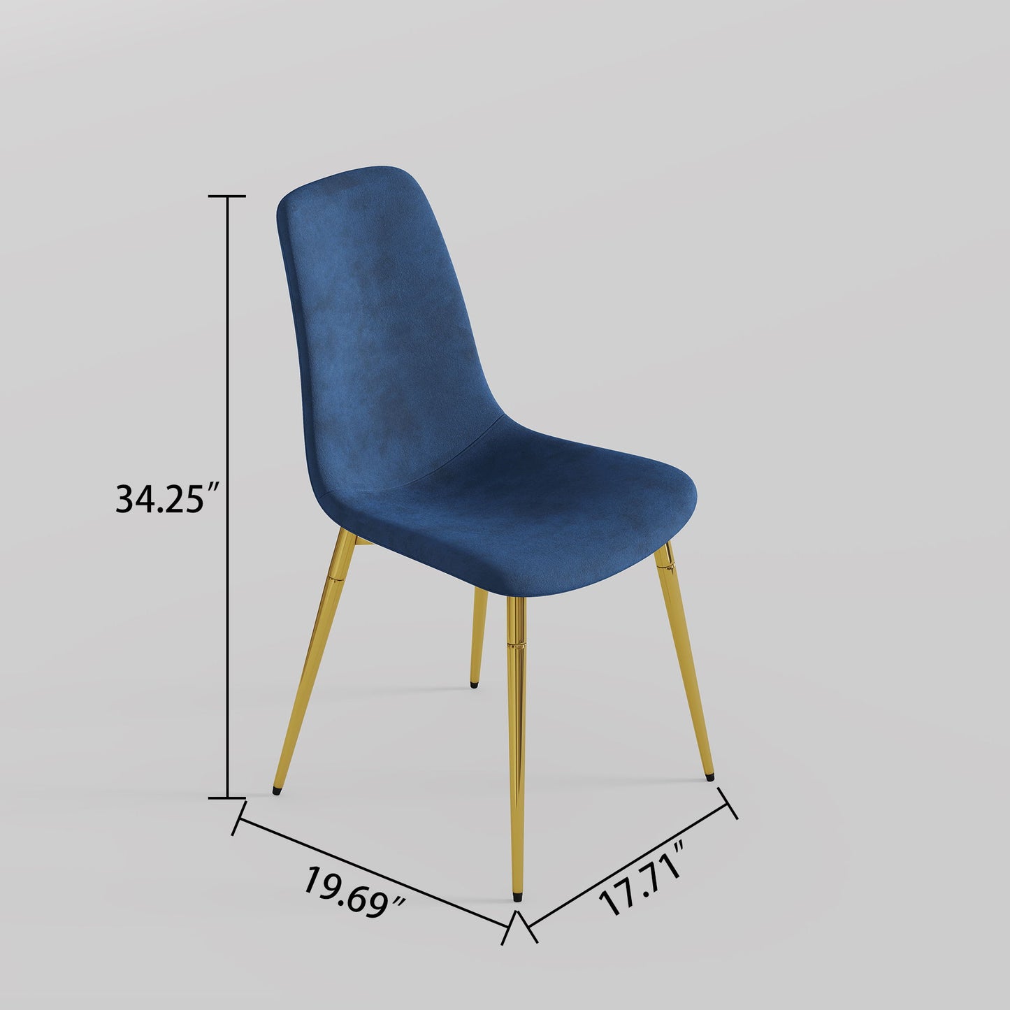 Fabric Dining Chairs, Upholstered Armless Accent Chairs, Classical Appearance And Metal Legs (Set of 4)