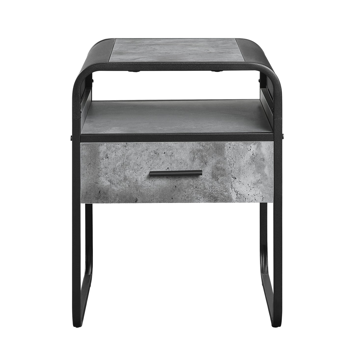 Raziela - Mesa auxiliar con cajón - Gris hormigón/Negro