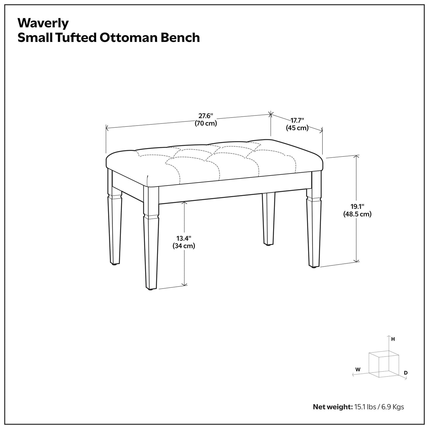 Waverly - Banco otomano tapizado con mechones