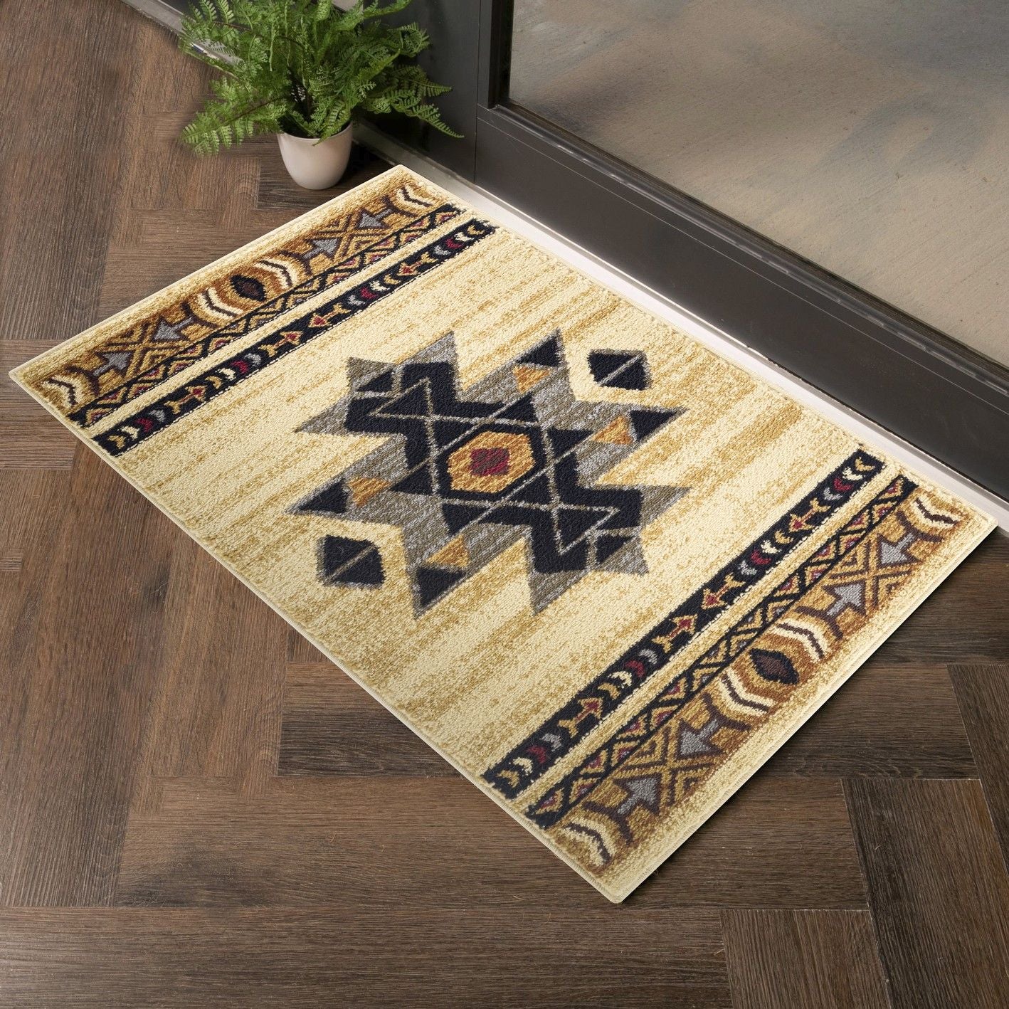 Alfombra Tribes Southwest de polipropileno (1,60 m x 2,20 m), color crema
