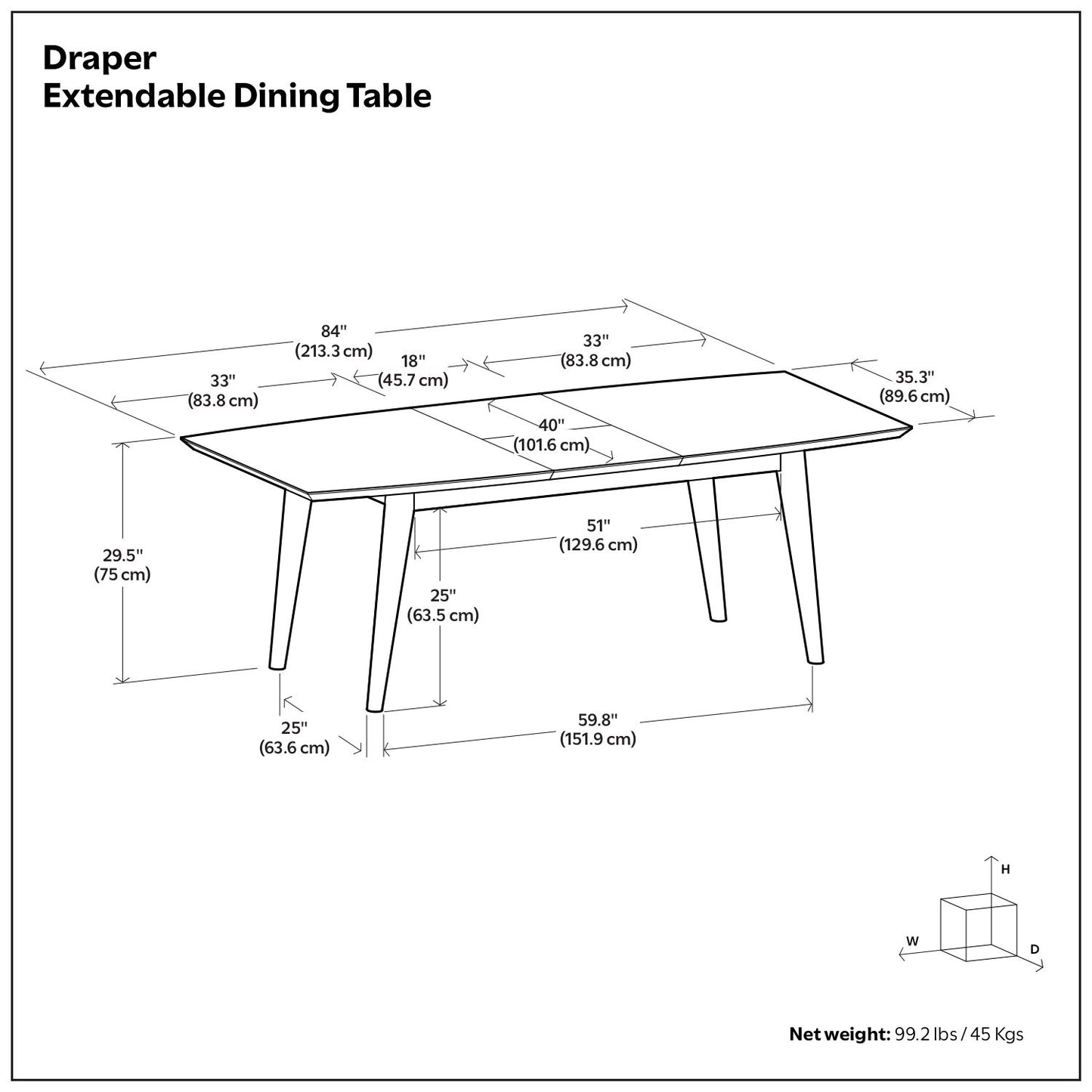 Draper - Mesa de comedor rectangular