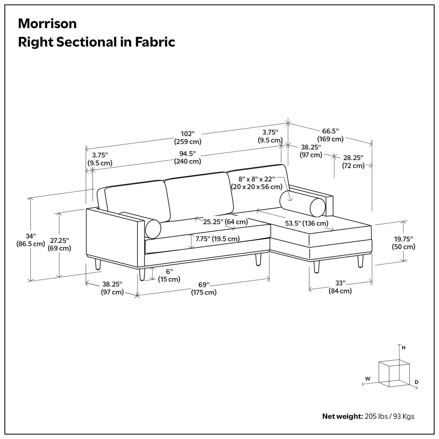 Morrison - Sofá seccional tapizado