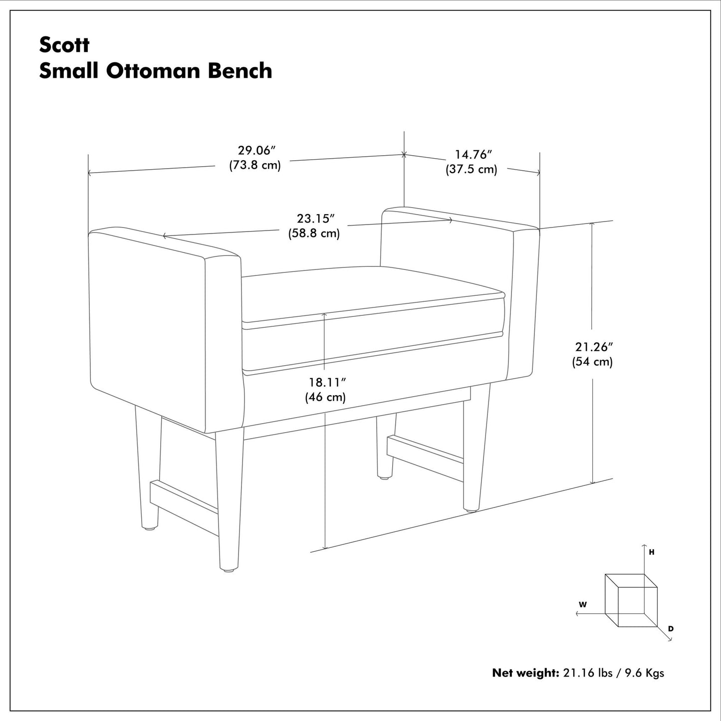 Scott - Banco otomano tapizado