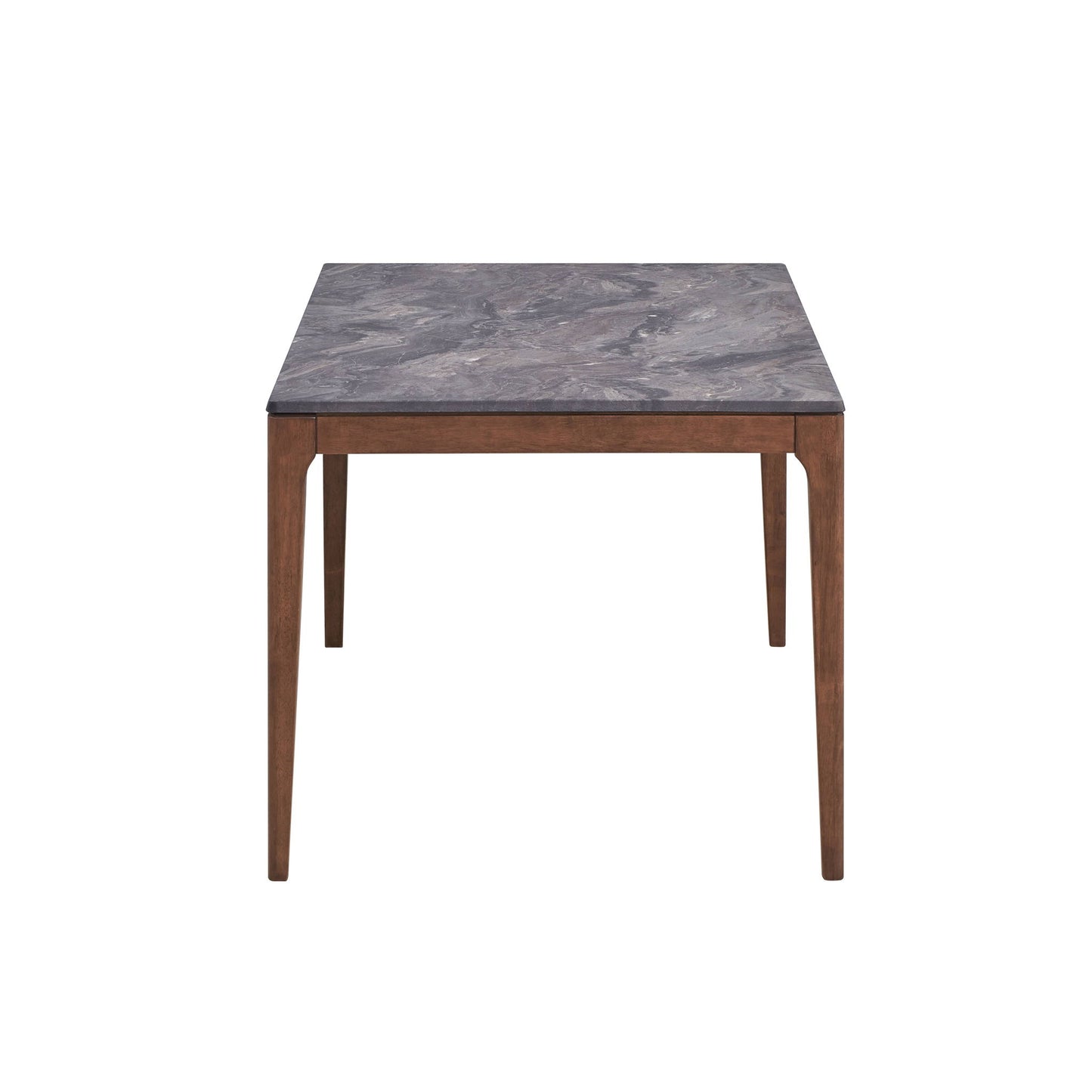 Bevis - Mesa de comedor con tablero de piedra artificial - Nogal
