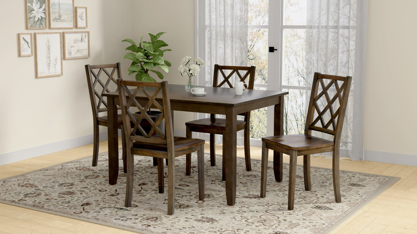 Juego de mesa de comedor de 5 piezas aterciopelado - Marrón