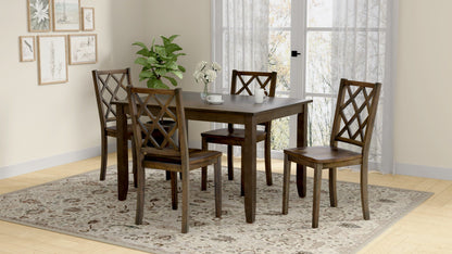 Juego de mesa de comedor de 5 piezas aterciopelado - Marrón