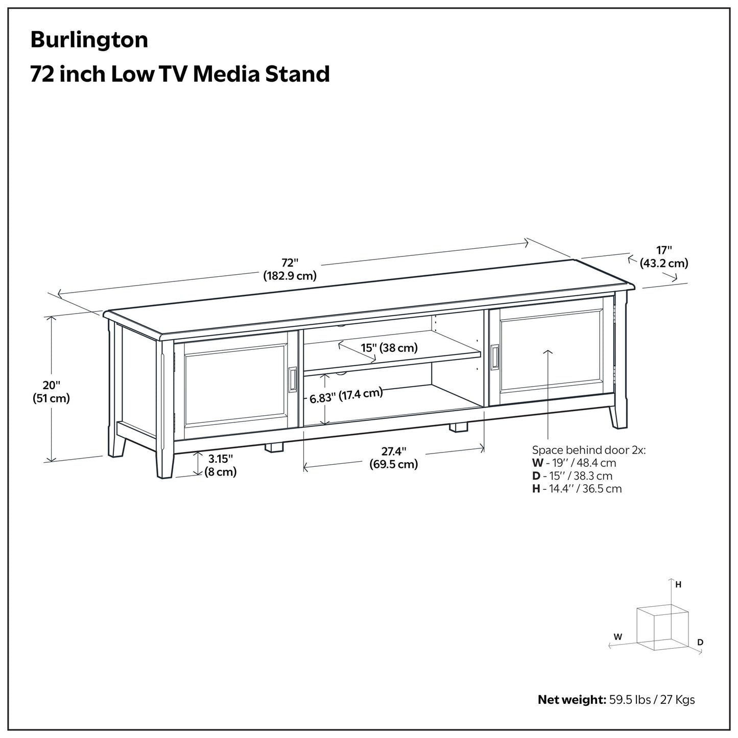 Burlington - Mueble bajo para TV - Caoba
