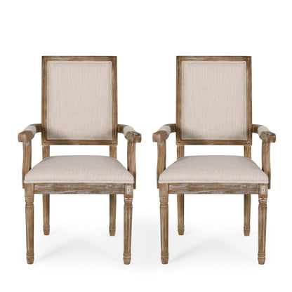French Country Style Upholstered Dining Chair With Square Backrest