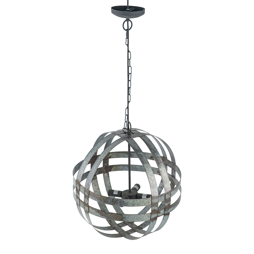 Lámpara colgante galvanizada de 4 luces con cadena ajustable para cocina (bombilla no incluida), color gris