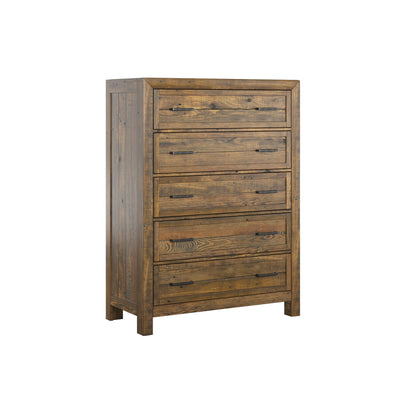 Rustic 5 Drawer Chest - Brown - Wood