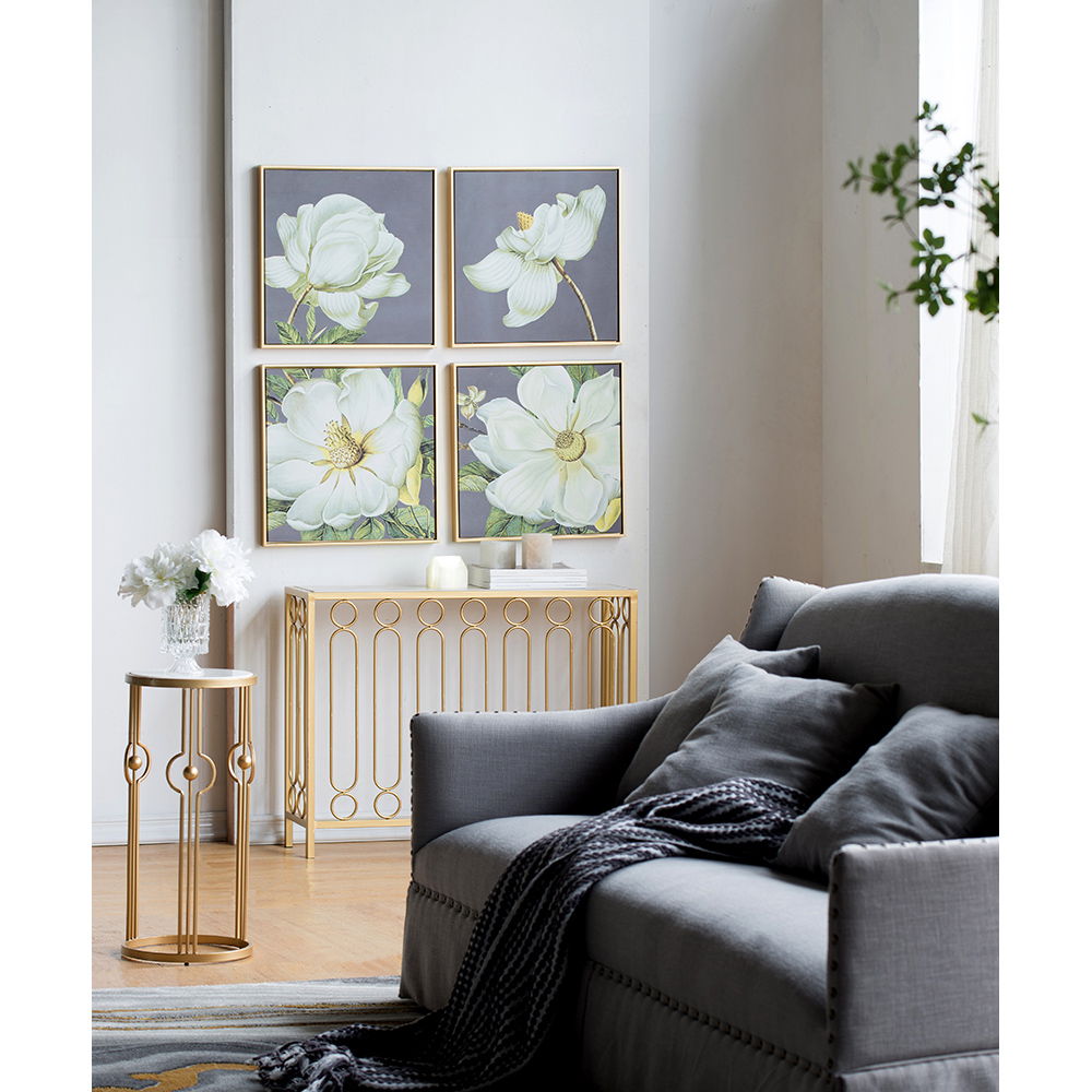 Láminas de arte botánico para pared, decoración para sala de estar, comedor, dormitorio y pasillo (juego de 4) - Gris