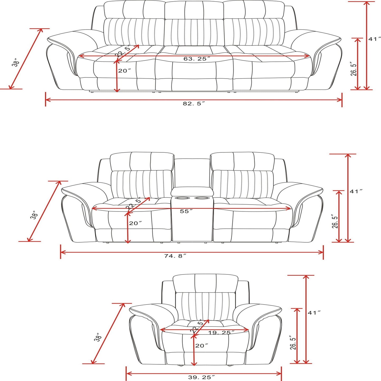 Steban - Sillón reclinable Glider - Gris
